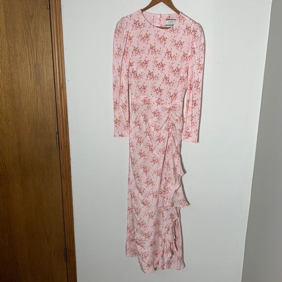 Womens J.Crew Collection Pink Floral Long Sleeve Silk Maxi Dress Size 6 EUC! - Picture 3 of 5